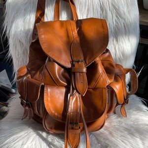 Brown Genuine Leather Backpack. Made in Mexico! 90’s Nostalgia!